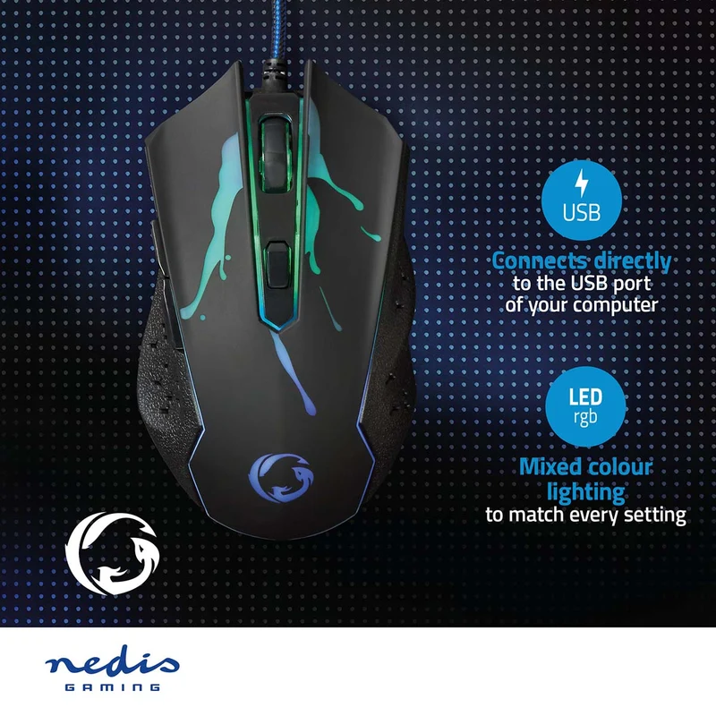 Gaming Muis Bedraad - 1200 / 1800 / 2400 / 3600 dpi - Instelbare DPI