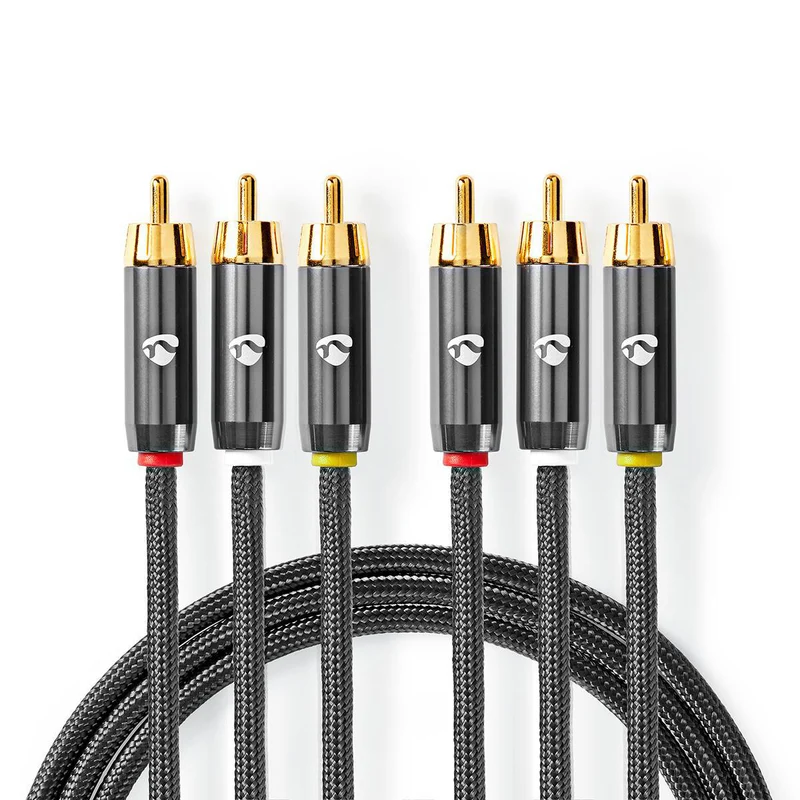 Composiet Videokabel 3x RCA Male - 3x RCA Male - Verguld