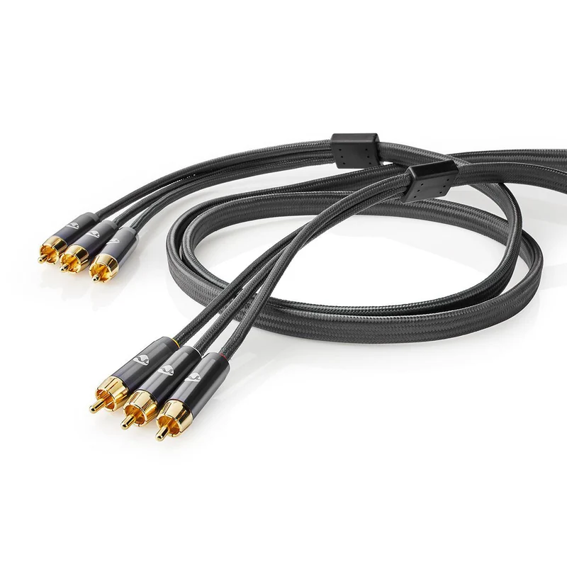Composiet Videokabel 3x RCA Male - 3x RCA Male - Verguld