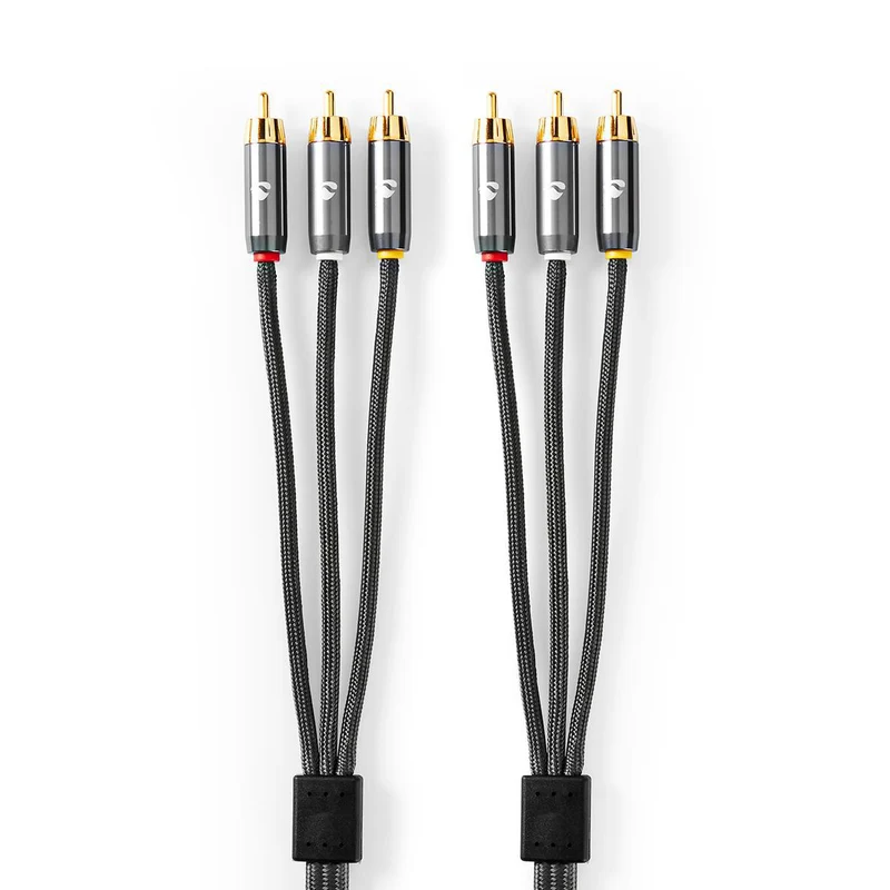 Composiet Videokabel 3x RCA Male - 3x RCA Male - Verguld
