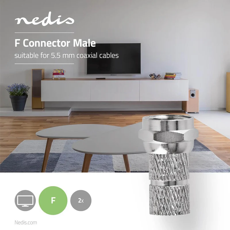 F-Connector Recht - Male - Verguld