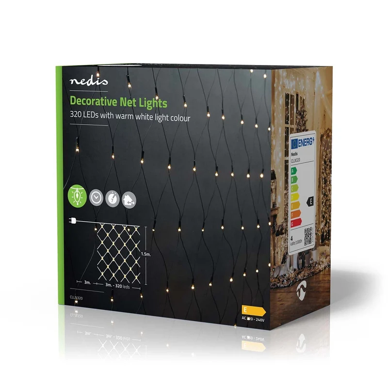 Decoratieve Net Verlichting Warm Wit - 320 LED's - 3 x 1.5 m