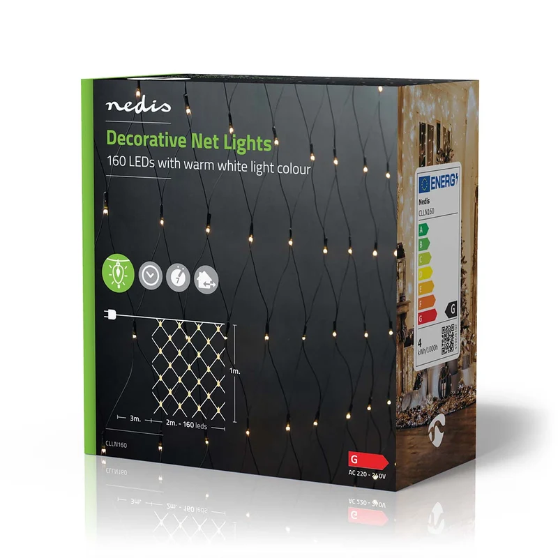 Decoratieve Net Verlichting Warm Wit - 160 LED's - 2 x 1 m