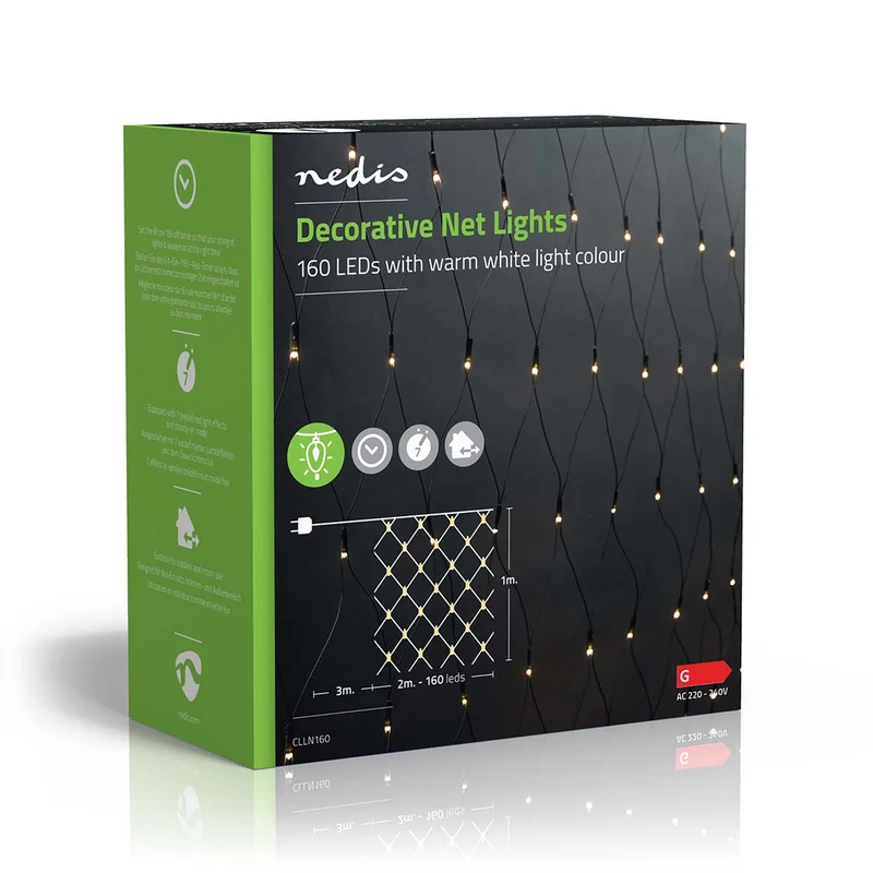 Decoratieve Net Verlichting Warm Wit - 160 LED's - 2 x 1 m