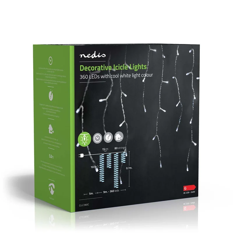 Decoratieve IJspegel Verlichting 360 LED's - Koel Wit - 9.00m