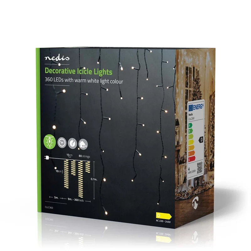 Decoratieve IJspegel Verlichting 360 LED's - Warm Wit - 9.00m