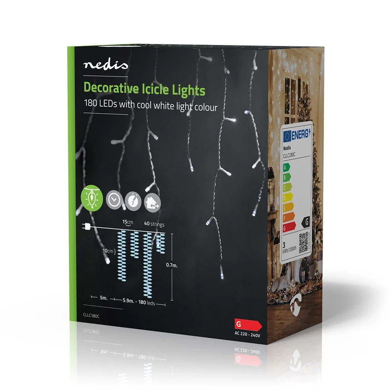 Decoratieve IJspegel Verlichting 180 LED's - Koel Wit - 5.90m
