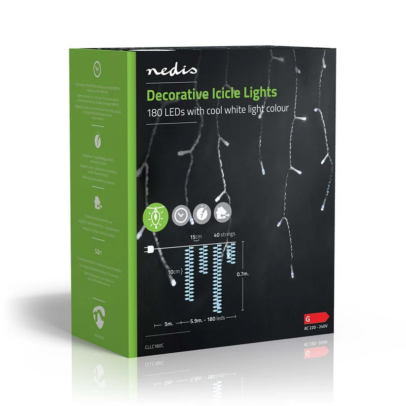 Decoratieve IJspegel Verlichting 180 LED's - Koel Wit - 5.90m