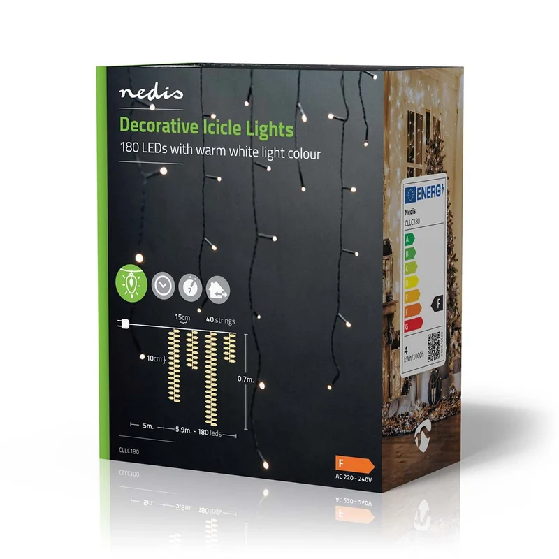 Decoratieve IJspegel Verlichting 180 LED's - Warm Wit - 5.90m