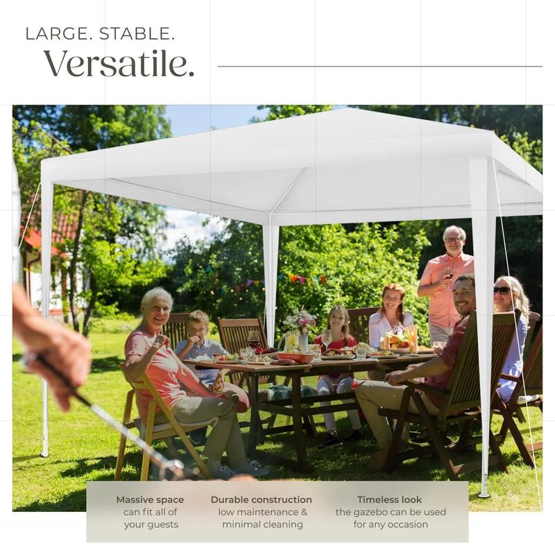 White tectake Gazebo Barinas with 3 side panels, water-resistant, 3x3m