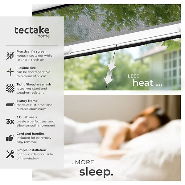 Fly Screen Roller Blind 90 x 160 cm, White