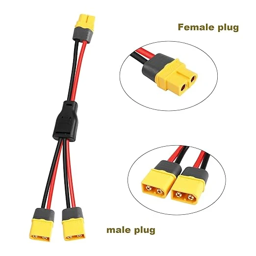 Cabo Ligação Paralela Solar 2x XT60 para 1x XT60 12AWG (0,3m)