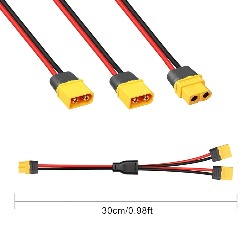Cabo Ligação Paralela Solar 2x XT60 para 1x XT60 12AWG (0,3m)