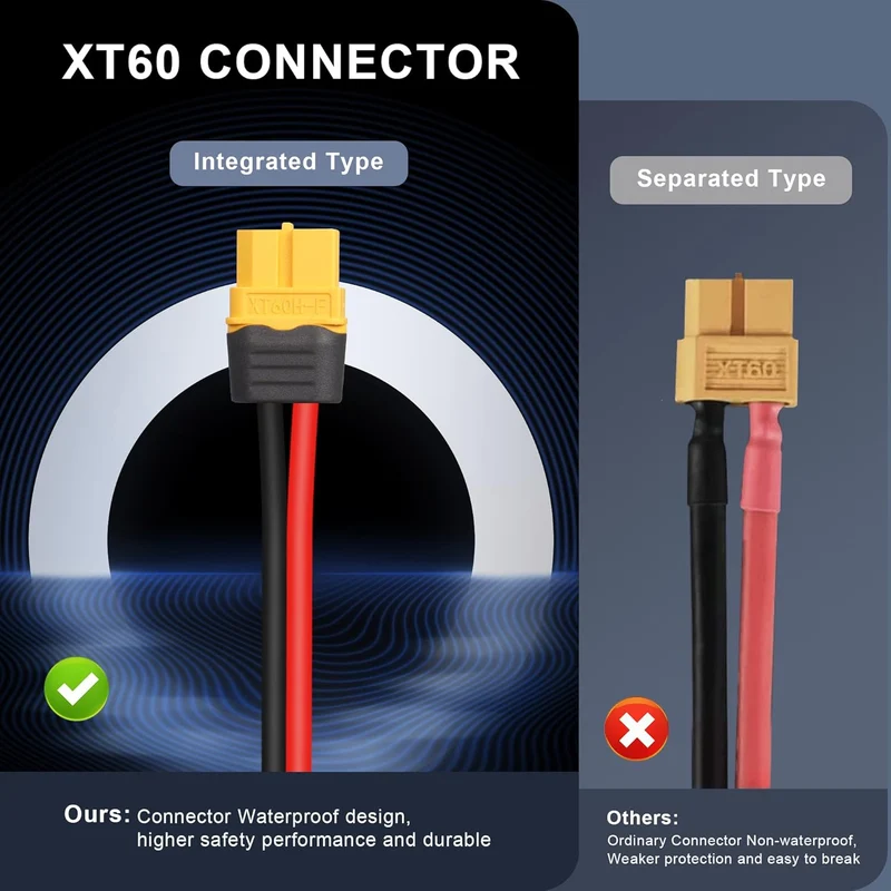 Cabo Ligação Paralela Solar 2x XT60 para 1x XT60 12AWG (0,3m)