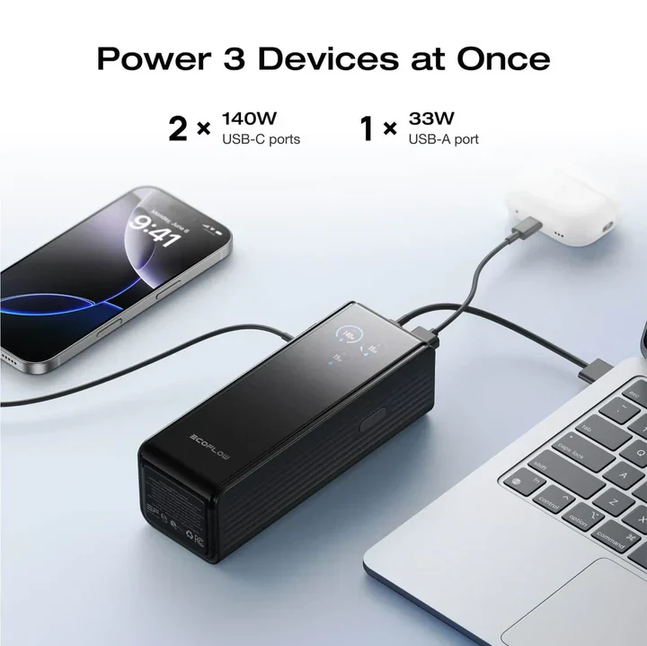 EcoFlow Powerbank 25000mAh 170W em Preto - Ecoflow Rapid Power Bank