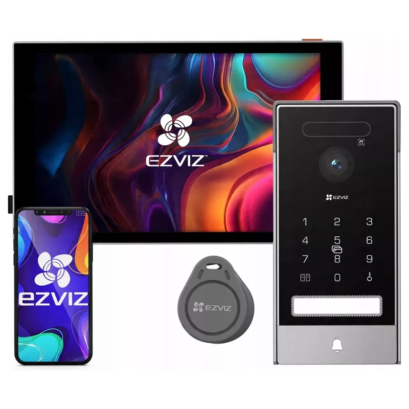 Ezviz Kit videoporteiro inteligente Wi-Fi 6 / 2 fios com câmara 4K e biometria - EZVIZ HP7 Pro