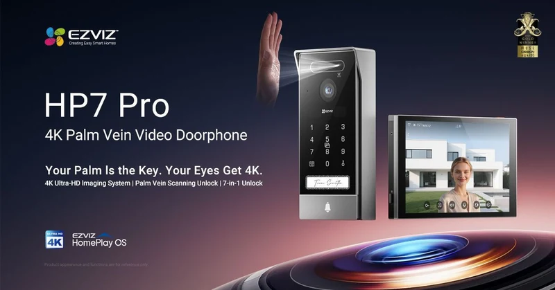 Ezviz Kit videoporteiro inteligente Wi-Fi 6 / 2 fios com câmara 4K e biometria - EZVIZ HP7 Pro