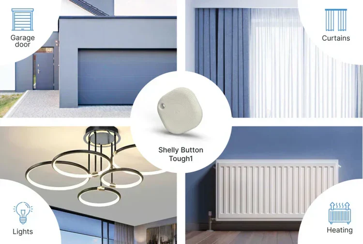 Shelly Botão inteligente robusto BT/Zigbee para cenários (IP54) - Shelly BLU Button Tough 1 ZB Mocha