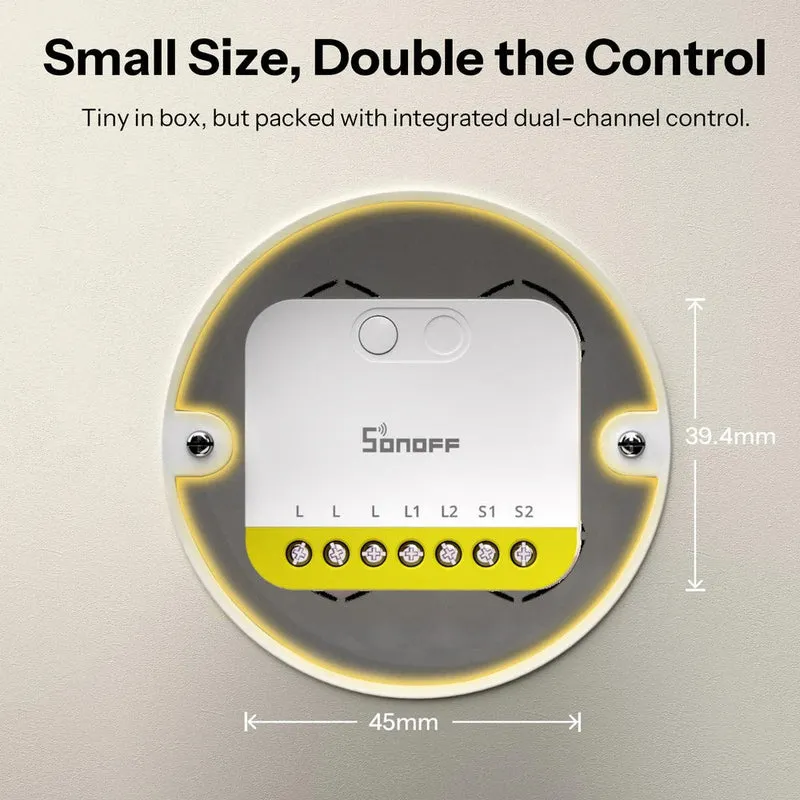 Sonoff módulo inteligente Zigbee 3.0 sem neutro de 2 canais - Sonoff MINI-ZB2G- L