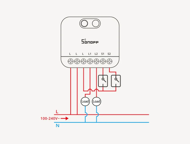 Sonoff módulo inteligente Zigbee 3.0 sem neutro de 2 canais - Sonoff MINI-ZB2G- L