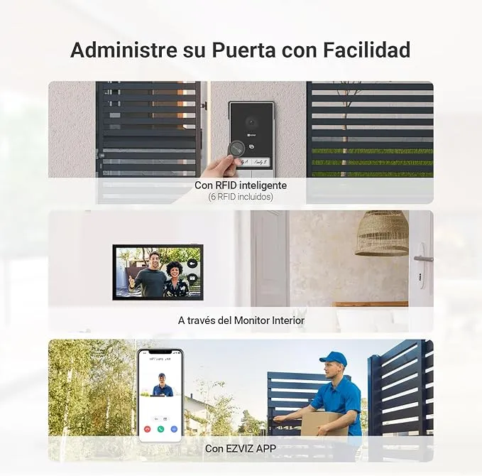 Ezviz Kit Video-porteiro Bi-familiar inteligente WiFi / 2 Fios c/ câmara 2K + Leitor RFID + 2x monitores 7- Ezviz HP7 2 Kit