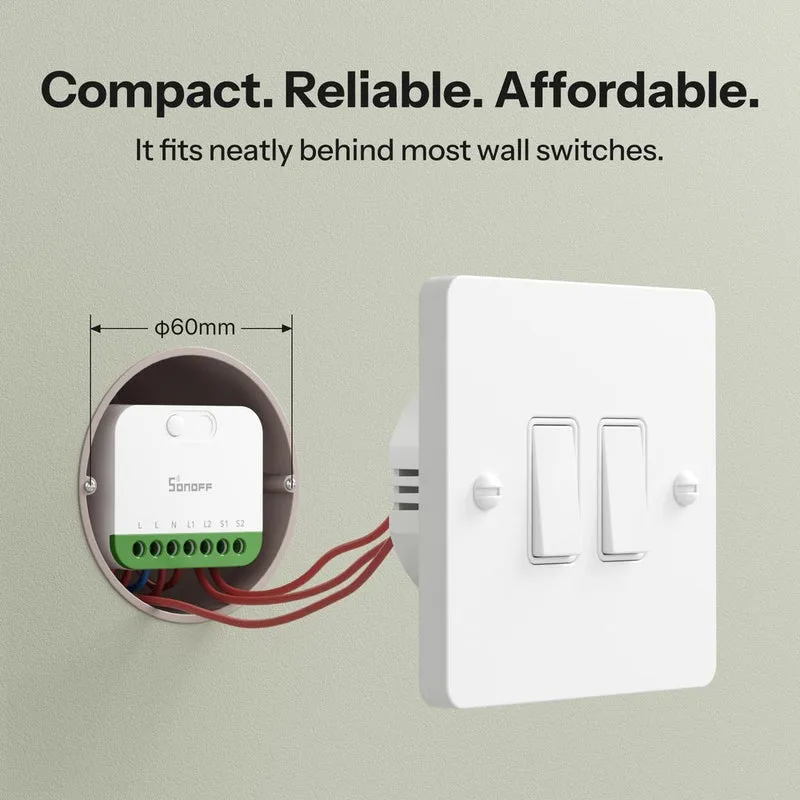 Sonoff Interruptor inteligente WiFi com Matter 2 canais- Sonoff MINI-2GS