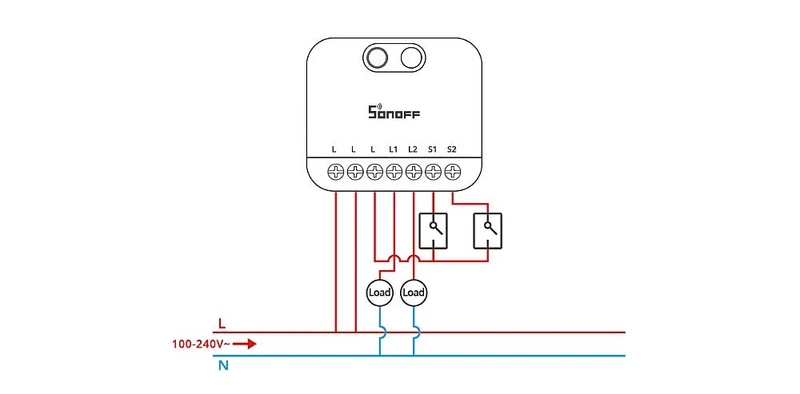 Sonoff Interruptor inteligente WiFi com Matter 2 canais- Sonoff MINI-2GS
