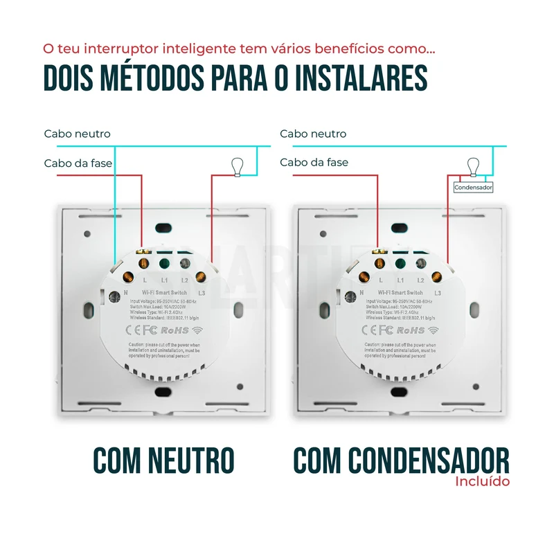 Interruptor Inteligente de Luz WiFi 1 botão Smartify - Branco