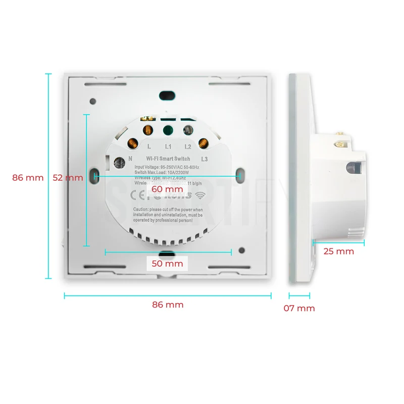 Interruptor Inteligente de Luz WiFi 1 botão Smartify - Branco