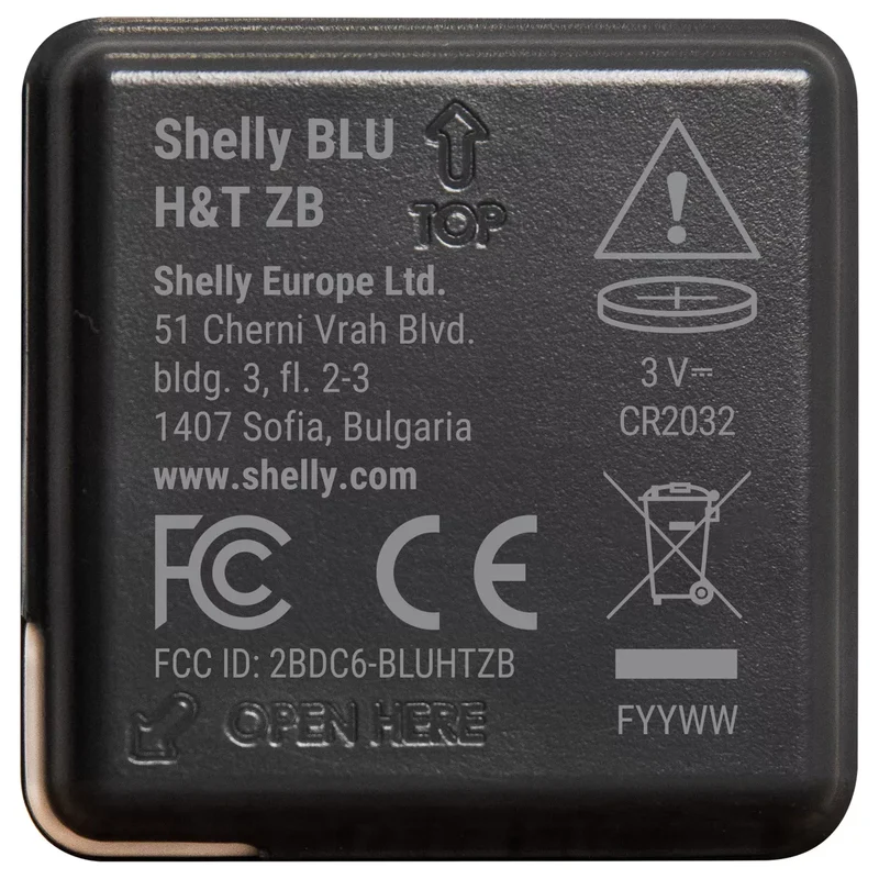Shelly Sensor inteligente de temperatura e humidade Zigbee - Shelly BLU H&T ZB Black