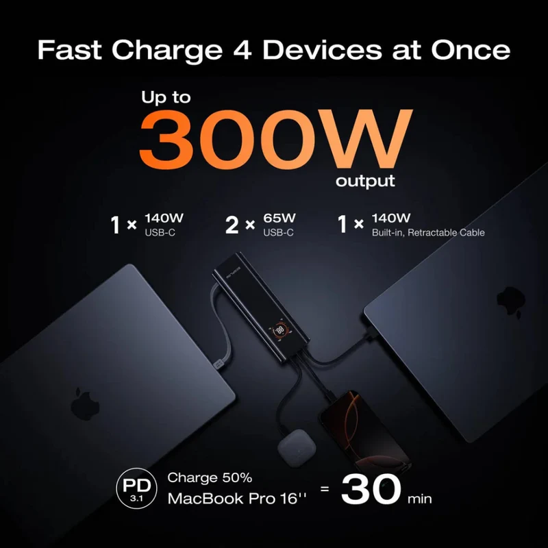 Ecoflow Rapid Pro Power Bank 27650mAh 300W c/Cabo Integrado de 140W