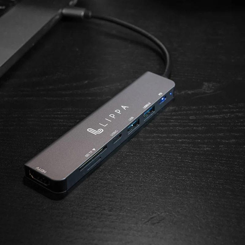 Lippa 7-i-1 USB-C Hub m. 60W PD Pass-through, 4K, HDMI