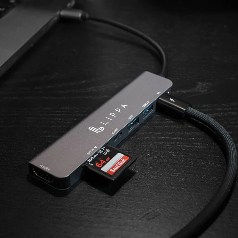 Lippa 7-i-1 USB-C Hub m. 60W PD Pass-through, 4K, HDMI