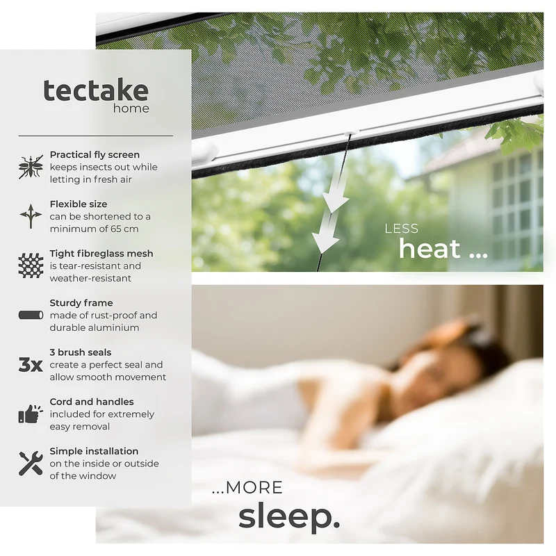 Tectake Fly Screen Roller Blind 130 x 160 cm, White
