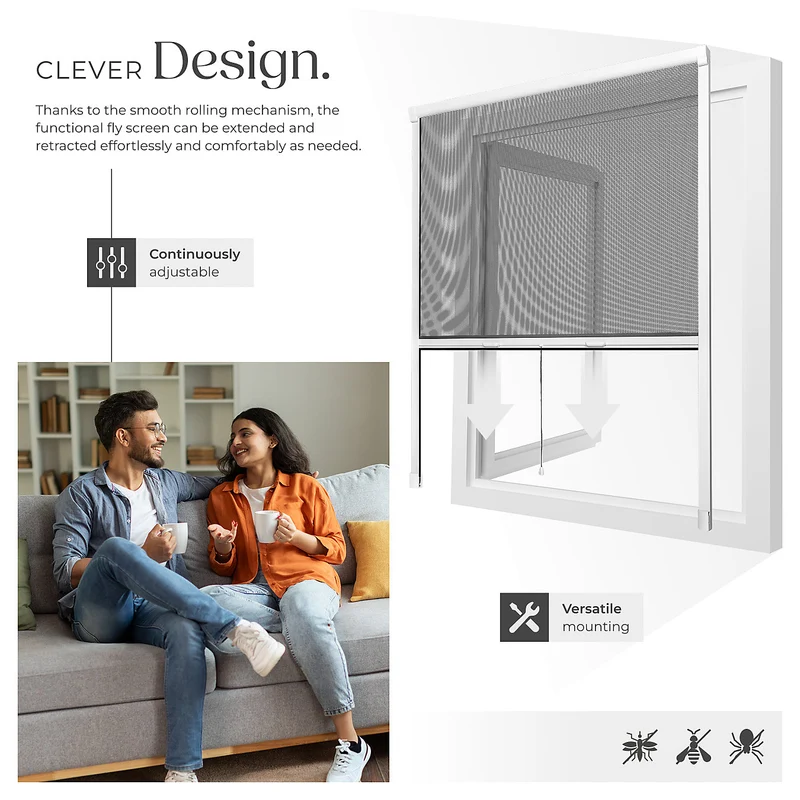 Tectake Fly Screen Roller Blind 130 x 160 cm, White
