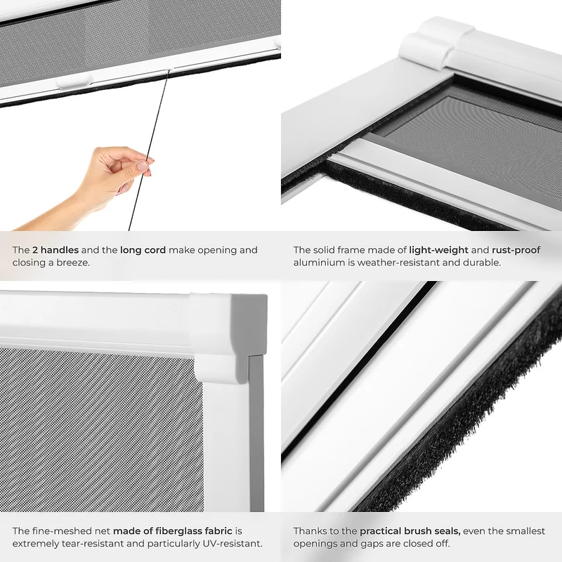 Tectake Fly Screen Roller Blind 130 x 160 cm, White