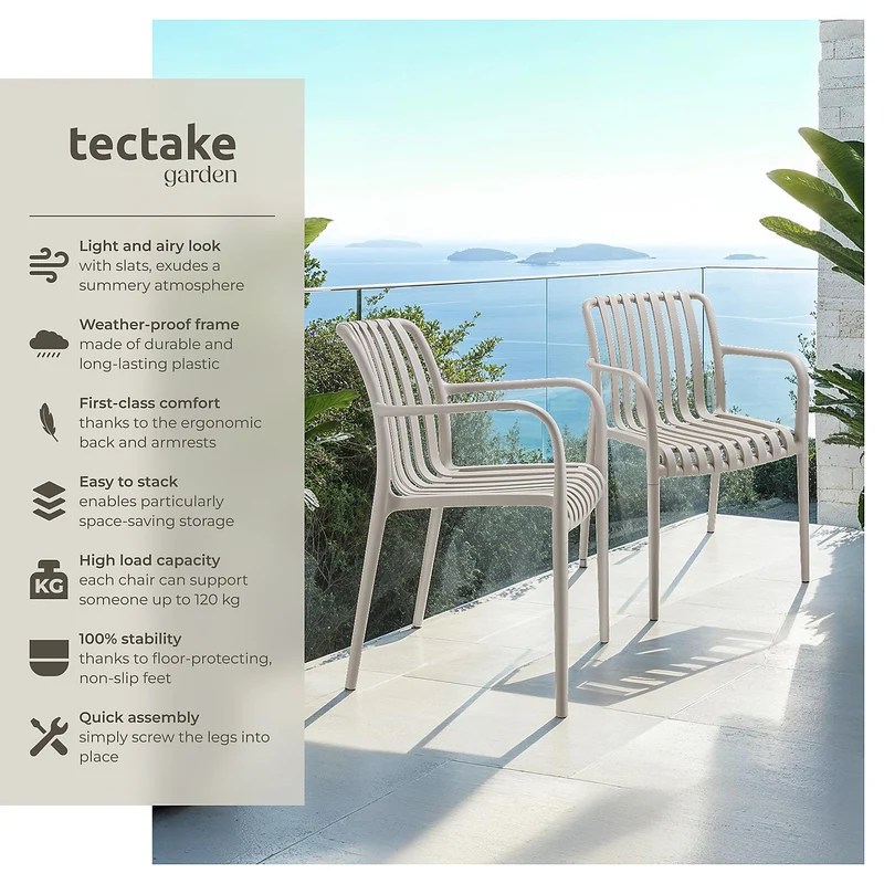 Tectake Garden Chairs Alcudia Set of 2