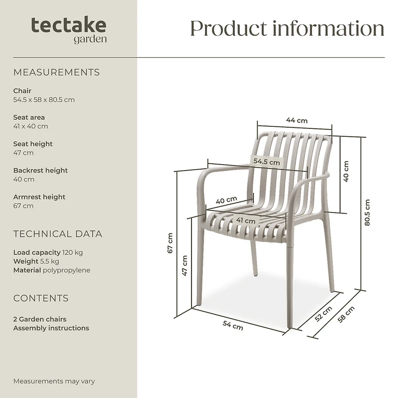 Tectake Garden Chairs Alcudia Set of 2