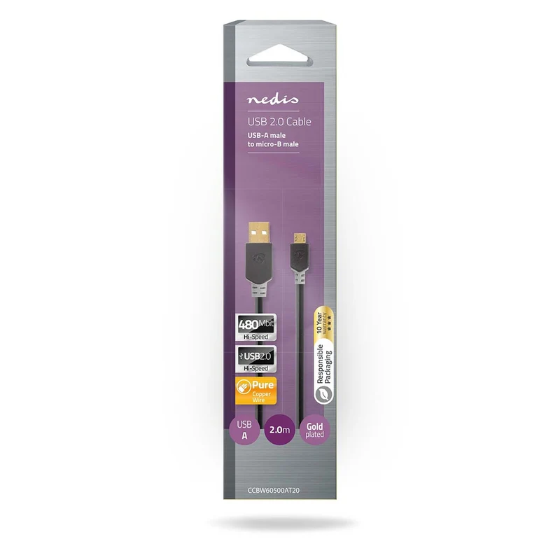 USB-Kabel USB 2.0 - USB-A Male - USB Micro-B Male