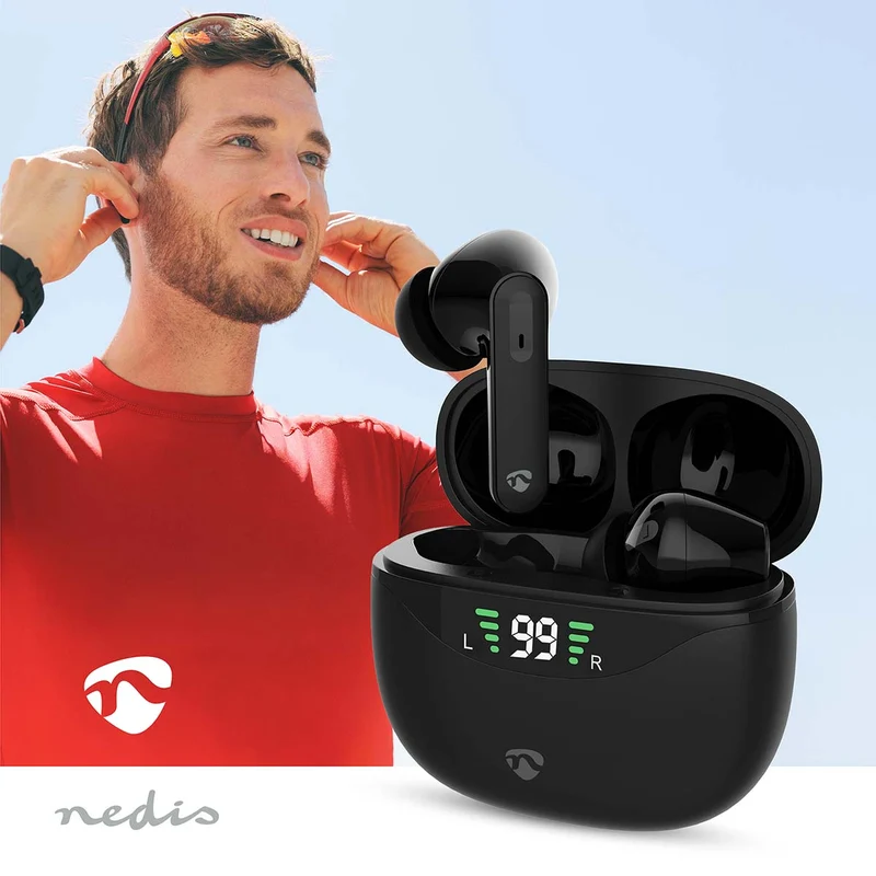 Volledig Draadloze Oordopjes ANC (Active Noise Cancelling) - Bluetooth® - Batterij 1 werkingstijd standaard verbruik: 1800 min