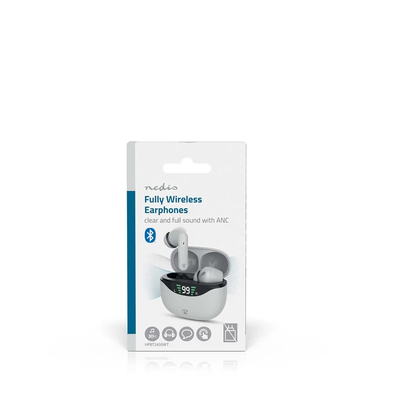 Volledig Draadloze Oordopjes ANC (Active Noise Cancelling) - Bluetooth® - Batterij 1 werkingstijd standaard verbruik: 1800 min