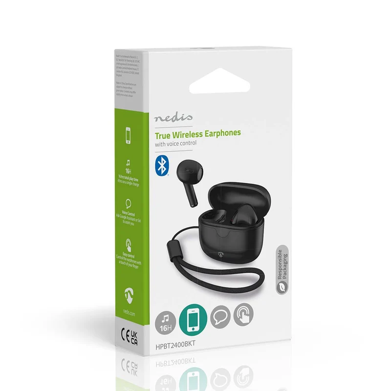 Volledig Draadloze Oordopjes Bluetooth® - Batterij 1 werkingstijd standaard verbruik: 960 min - Aanraakbediening