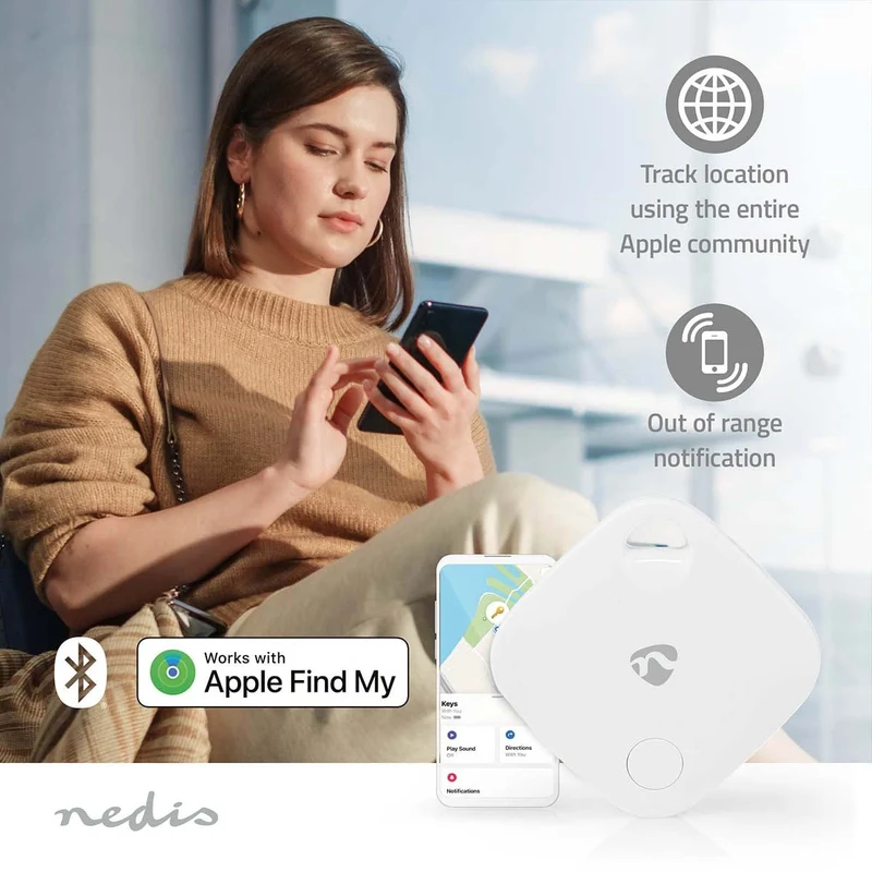 Keyfinder Geschikt voor: Apple Find My App - Batterij Gevoed - 1x CR2032