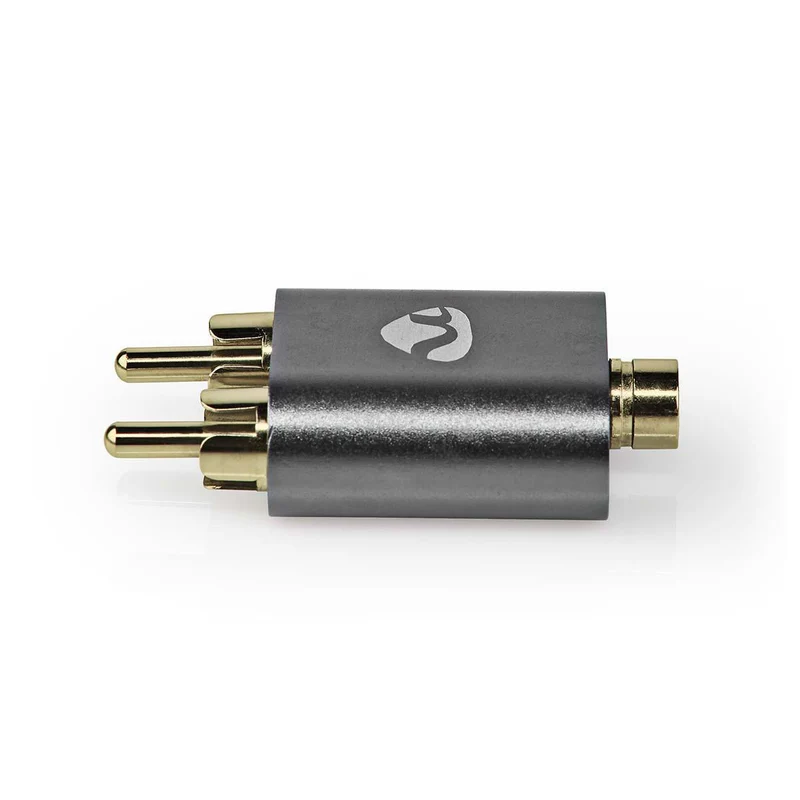 Stereo-Audioadapter 2x RCA Male - 3,5 mm Female - Verguld