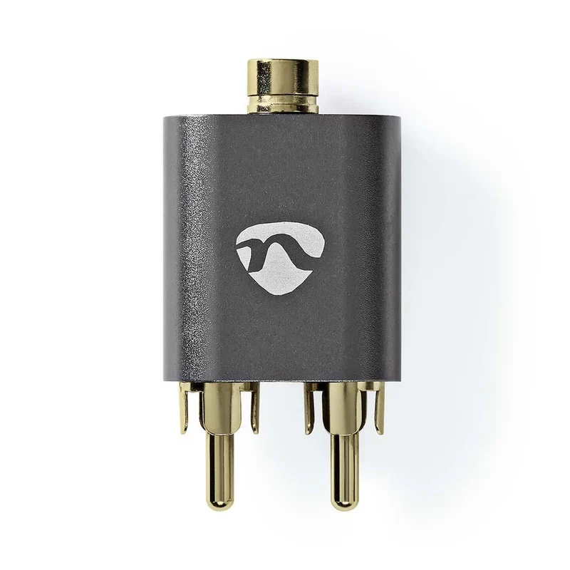 Stereo-Audioadapter 2x RCA Male - 3,5 mm Female - Verguld