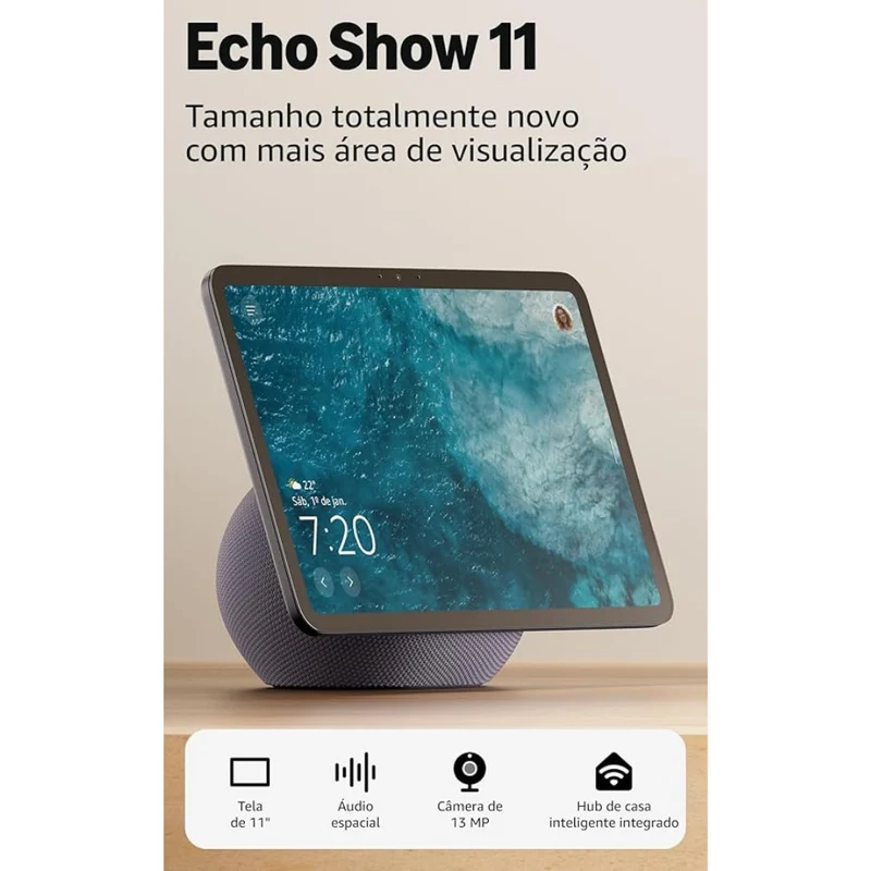 Amazon Alexa Echo Show 11 em Preto - Assistente Virtual com tela Full HD