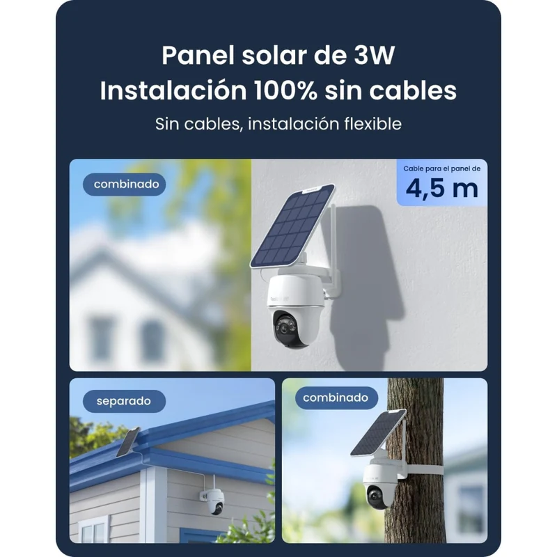 Reolink Camara Autónoma a Bateria c/ Painel Solar Wireless de 8MP e 4K com Focos de Luz - Reolink Argus PT Ultra