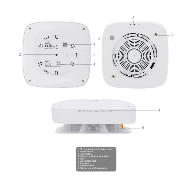 Ajax Detetor de Incêndio, fumo e CO Sensor de temperatura Branco - Ajax FireProtect 2