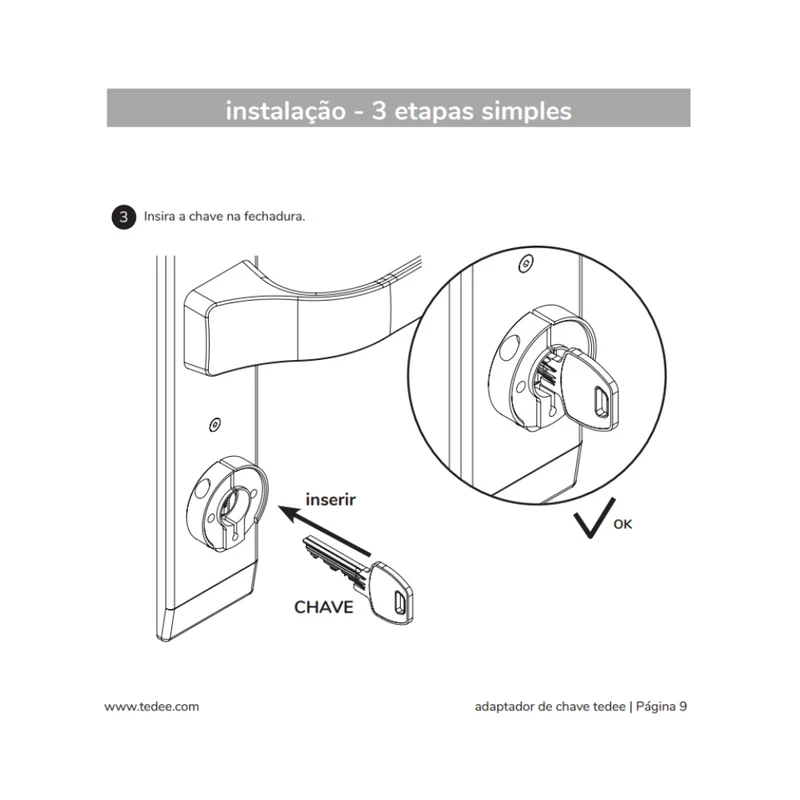 Tedee Adaptador Europeu - Adaptador para cilindro Europeu