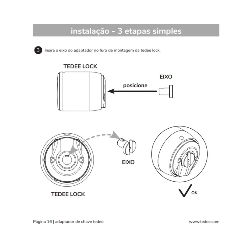 Tedee Adaptador Europeu - Adaptador para cilindro Europeu